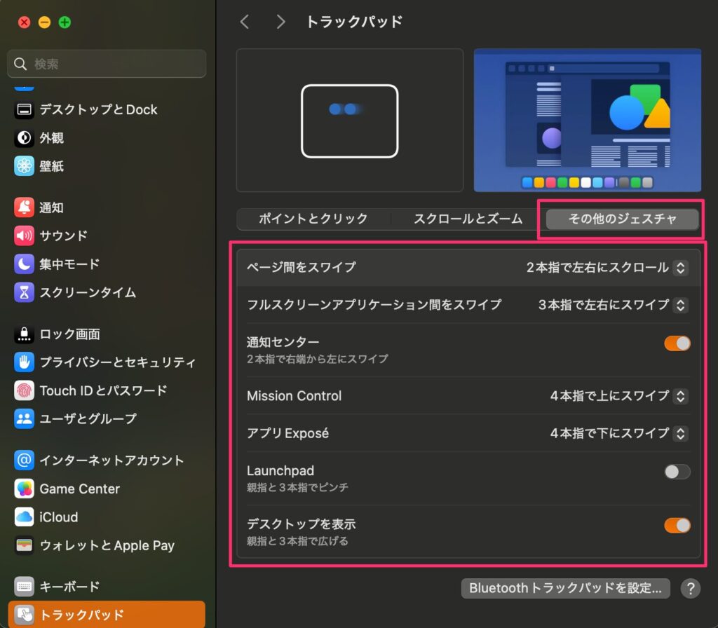 その他のジェスチャキャプチャ